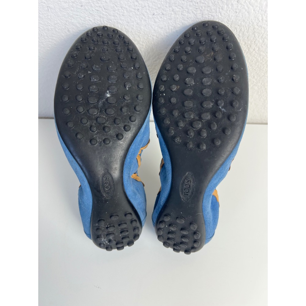 TOD'S Blue Suede Ballet Flats Bow Gommino Driving Shoes Italy EU 36.5 US 6 - Picture 7 of 9